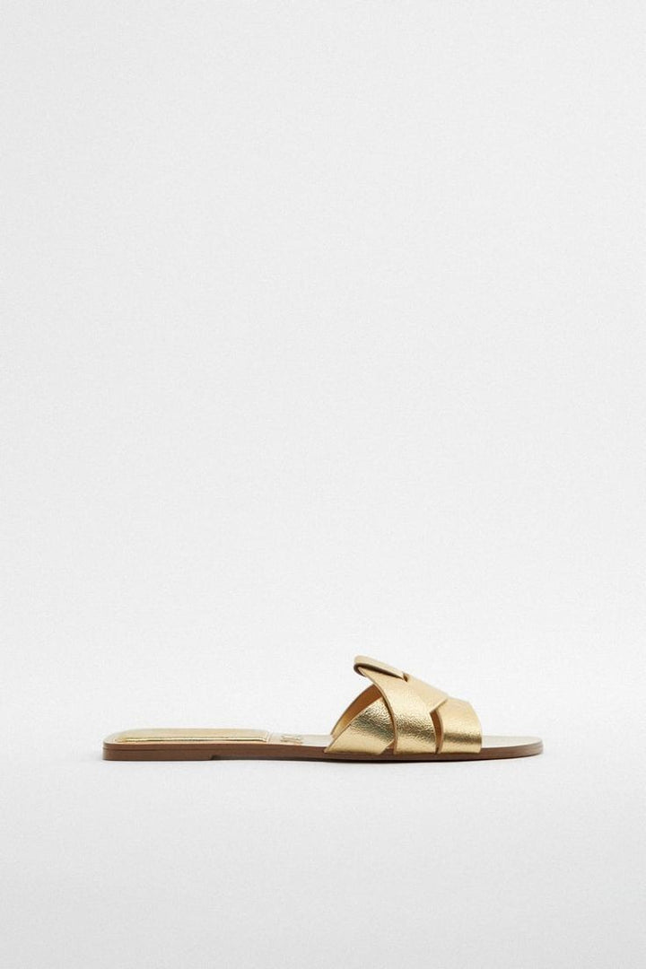 ZARA BASIC GOLD FLAT - FASHION STEP