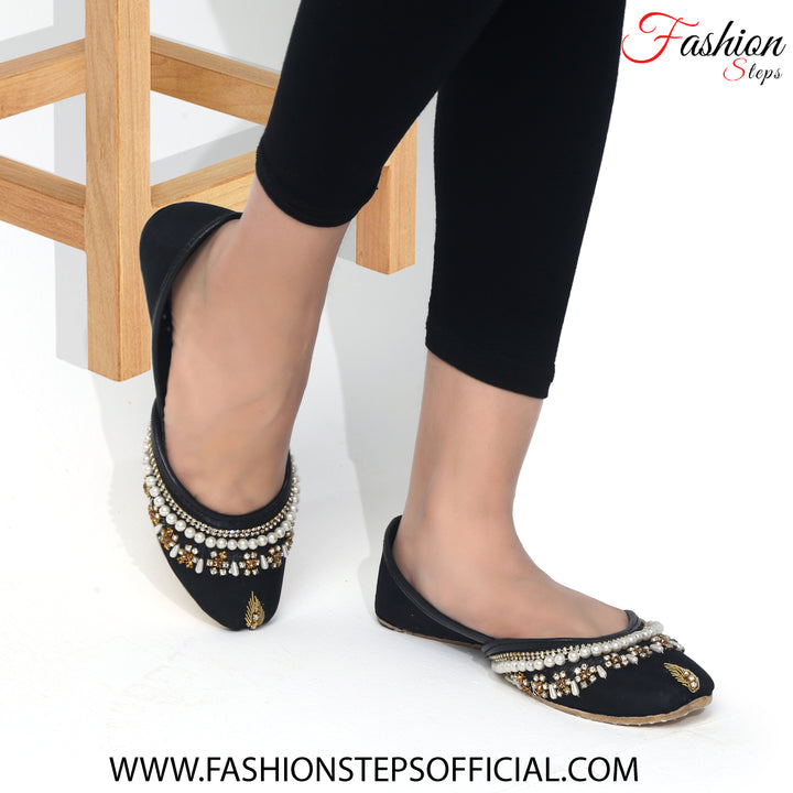 Black Fancy Khussa - FASHION STEP