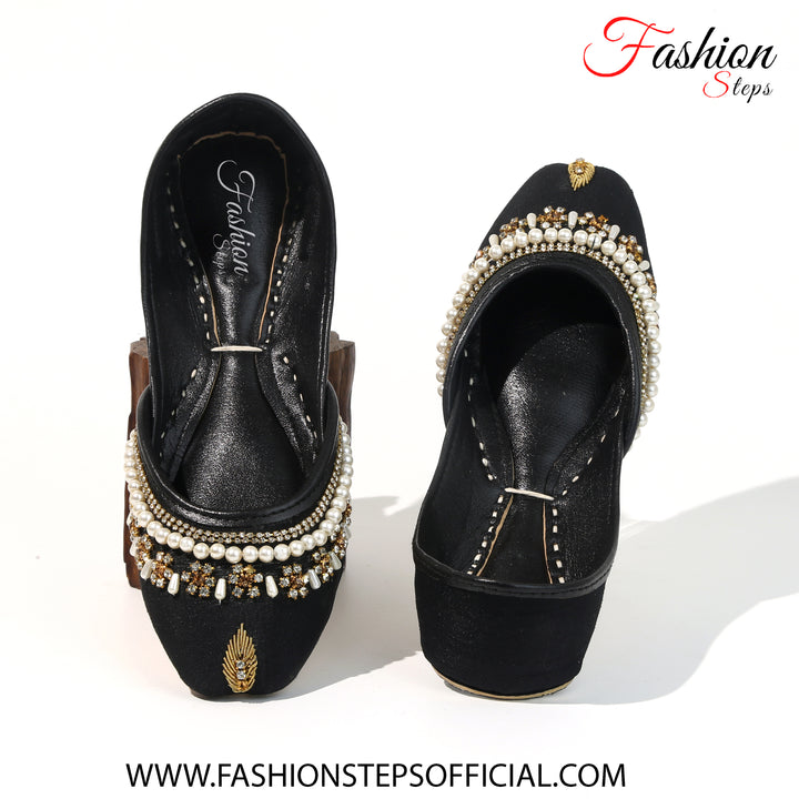 Black Fancy Khussa - FASHION STEP