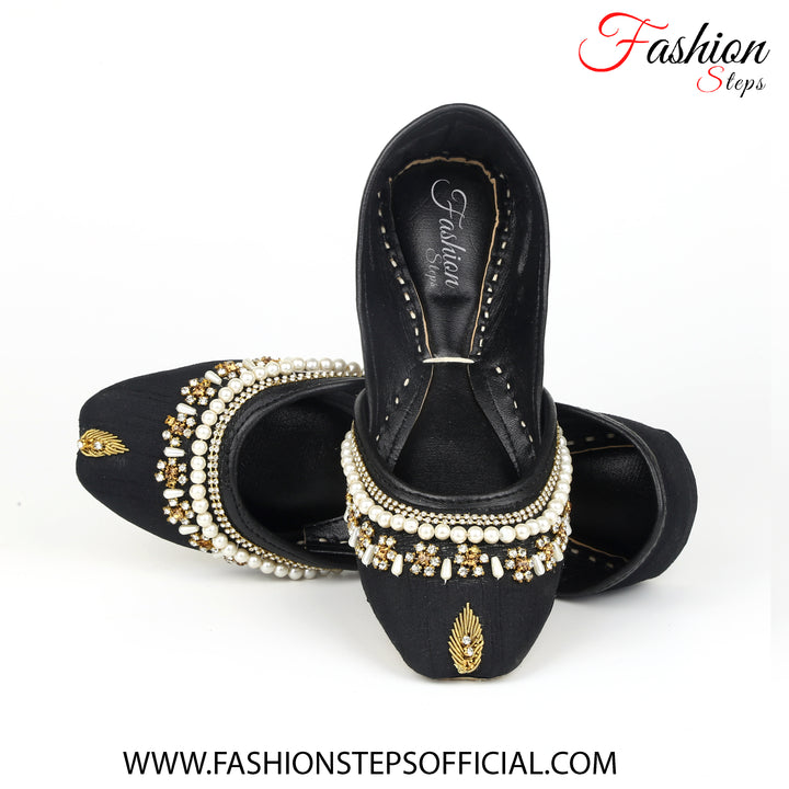 Black Fancy Khussa - FASHION STEP