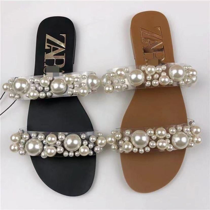 ZARA PEARL FLAT(BROWN) - FASHION STEP