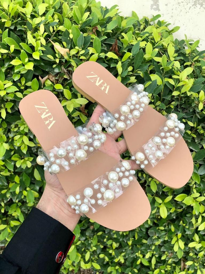 Brown Zara Pearl Flats