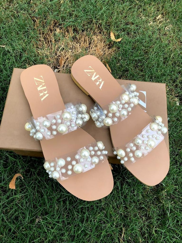 ZARA PEARL FLAT(BROWN) - FASHION STEP