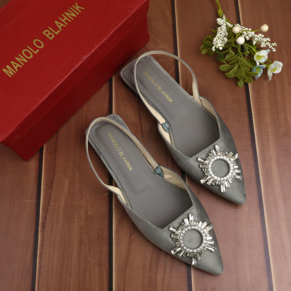 Oscar Flats (Grey) - FASHION STEP