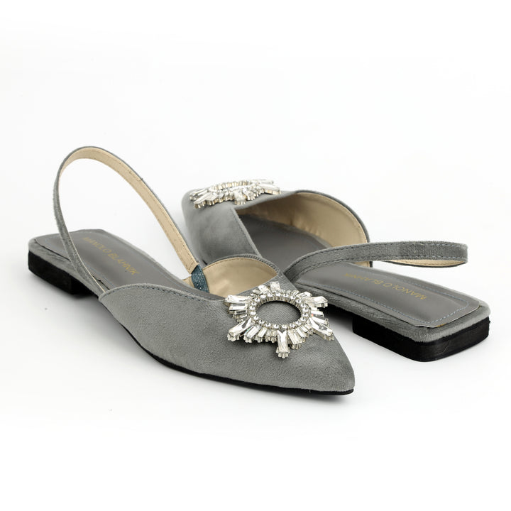 Oscar Grey Flats Shoes for Girls 