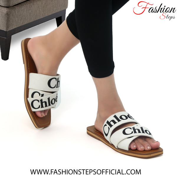 Chloe Denim White Flat Shoes for Ladies in Pakistan