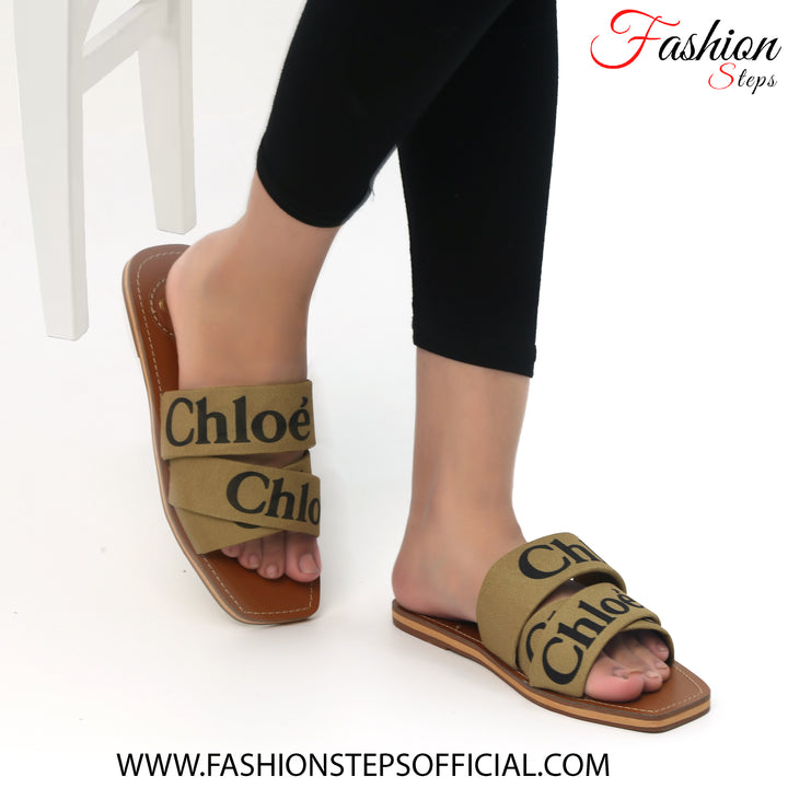 Chloe Denim Khaki Flat Shoes for Women in Pakistan