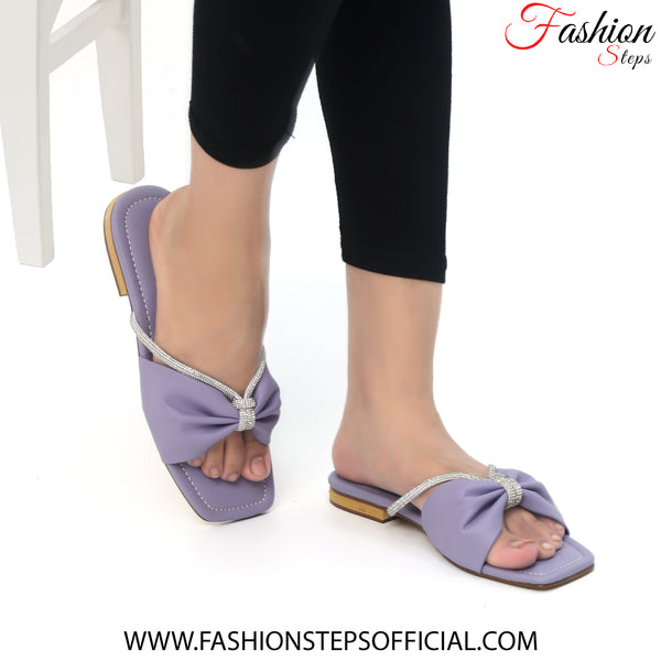 Crystal purple flat slipper - FASHION STEP