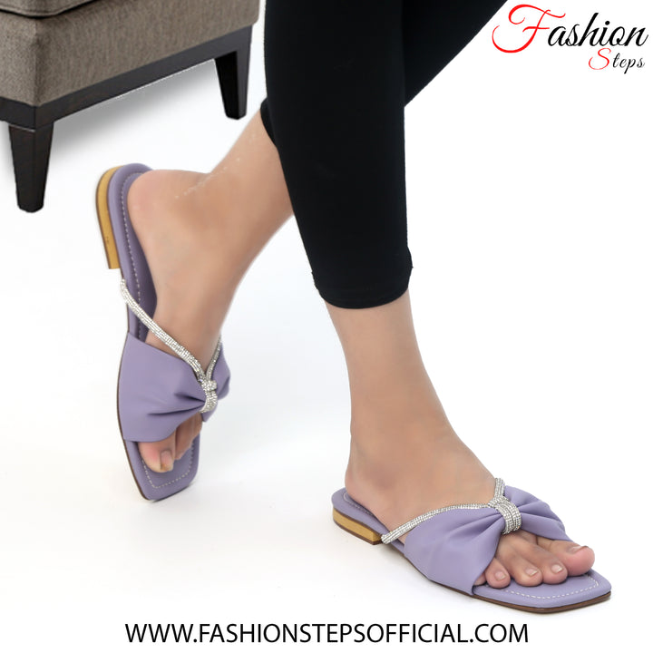 Crystal purple flat slipper - FASHION STEP