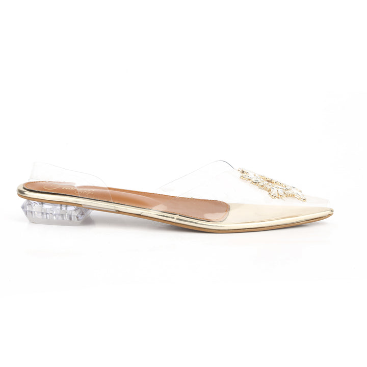 GOLD CENDRALA TRANSPERANT FLAT - FASHION STEP