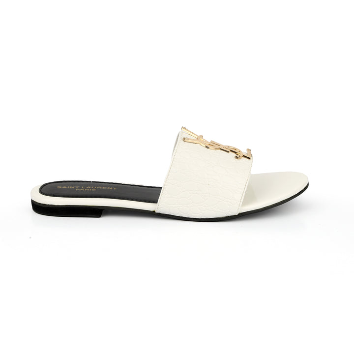 YSL CROCODILE FLAT (WHITE) - FASHION STEP