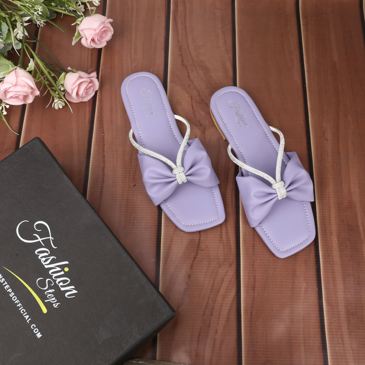 Crystal purple flat slipper - FASHION STEP