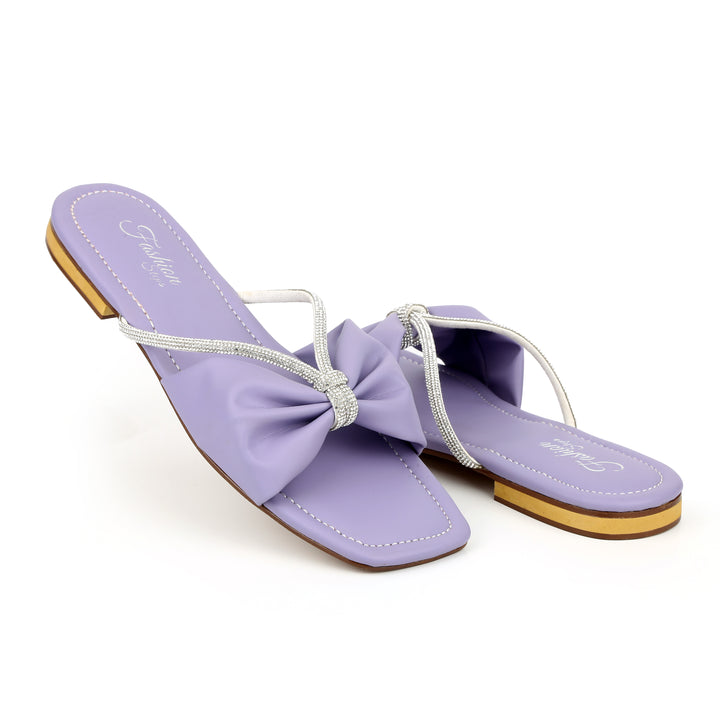 Crystal purple flat slipper - FASHION STEP