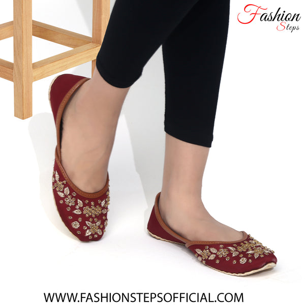 Maroon Ethnic Khussa - FASHION STEP