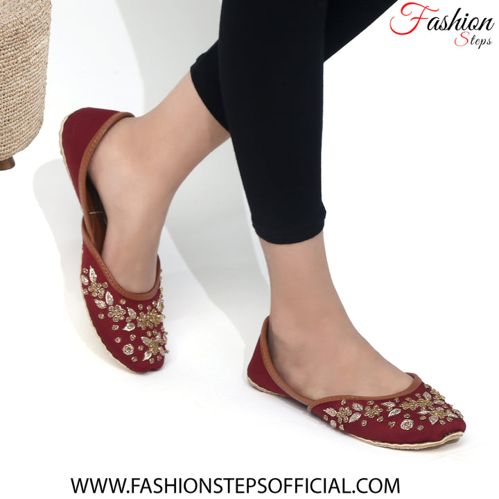 Maroon Ethnic Khussa - FASHION STEP