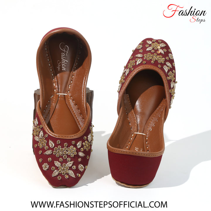 Maroon Ethnic Khussa - FASHION STEP