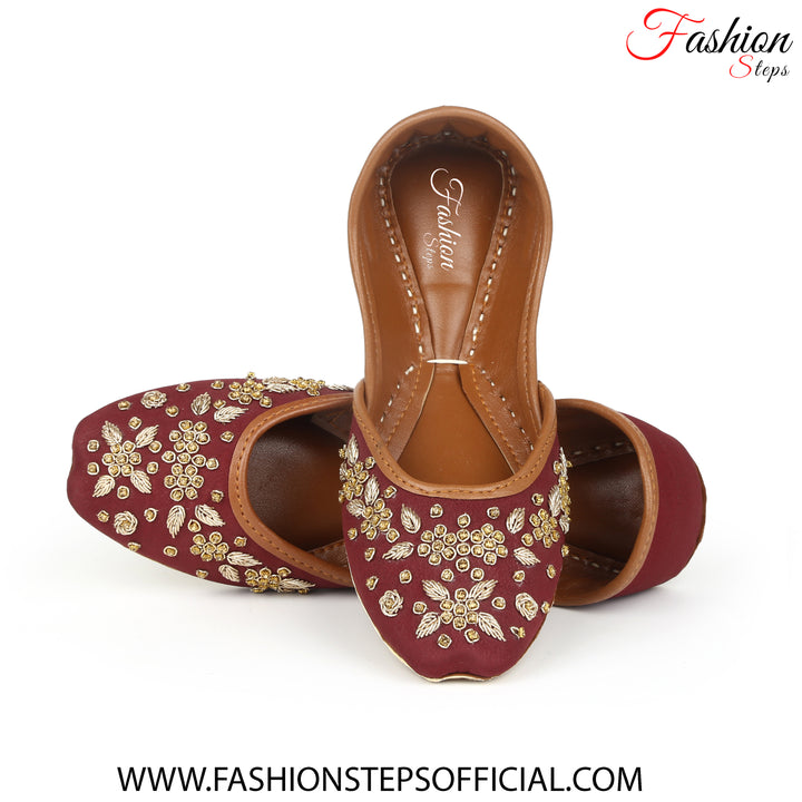 Maroon Ethnic Khussa - FASHION STEP