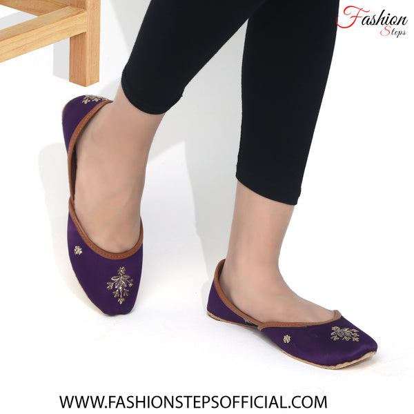 EMBELLISHED FLAT PURPLE KHUSSA - FASHION STEP