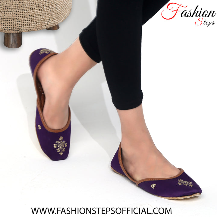 EMBELLISHED FLAT PURPLE KHUSSA - FASHION STEP