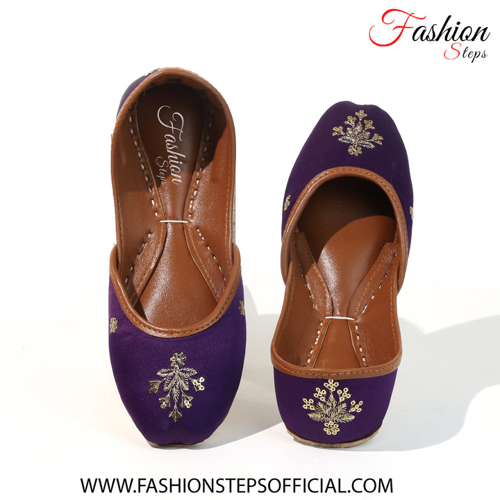 EMBELLISHED FLAT PURPLE KHUSSA - FASHION STEP