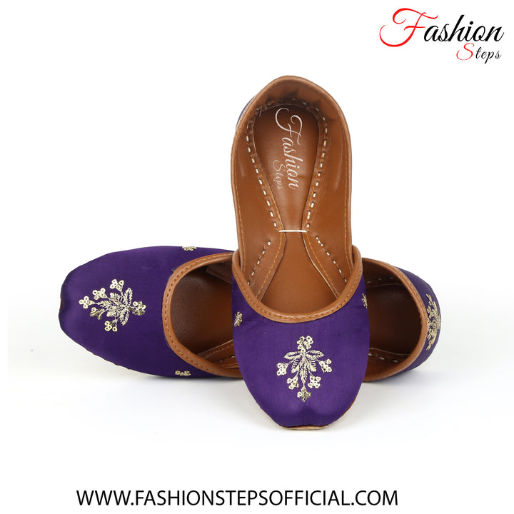 EMBELLISHED FLAT PURPLE KHUSSA - FASHION STEP