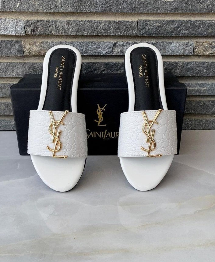 YSL CROCODILE FLAT (WHITE) - FASHION STEP