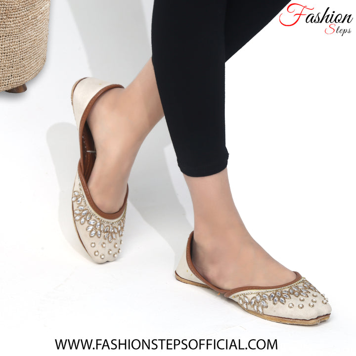 White Fancy Khussa - FASHION STEP