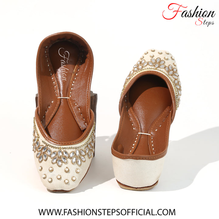 White Fancy Khussa - FASHION STEP