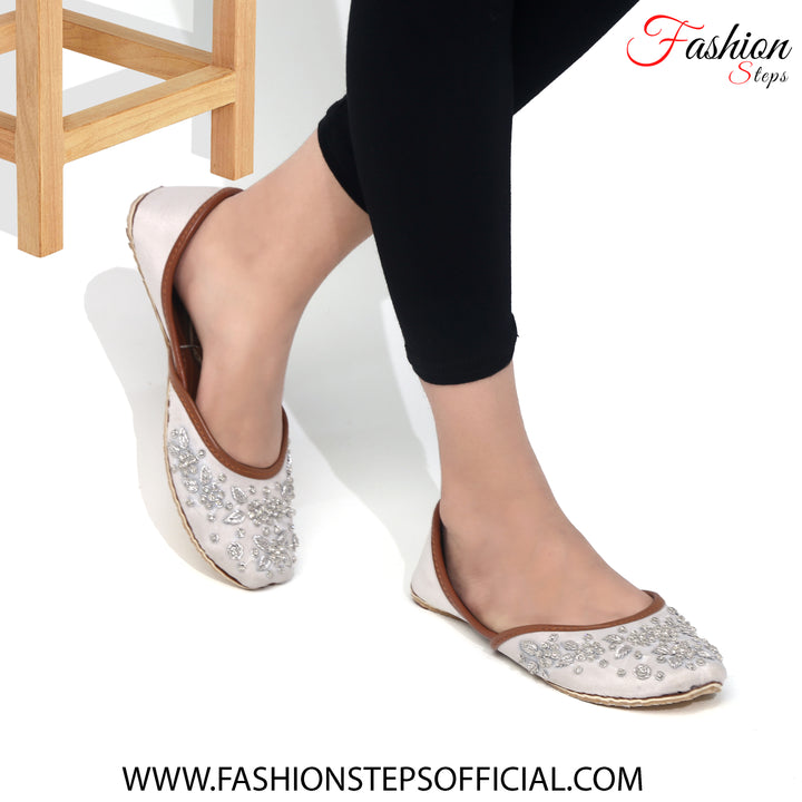 White Ethnic Khussa - FASHION STEP