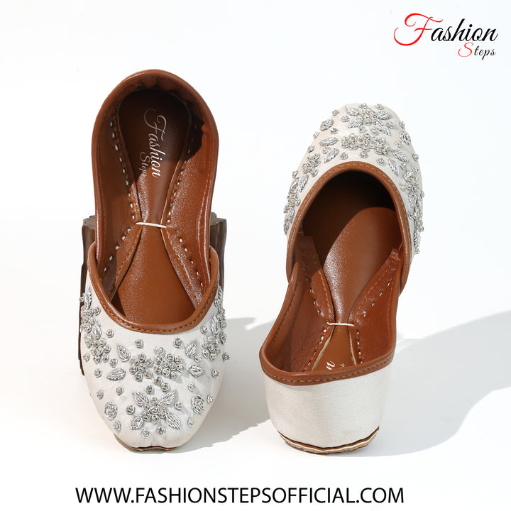 White Ethnic Khussa - FASHION STEP