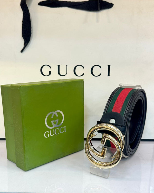 Gucci Gold Monogram Buckle Belt (1) - FASHION STEP