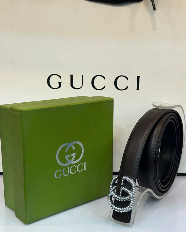 Gucci Black Belt With Silver Buckle (26) - FASHION STEP