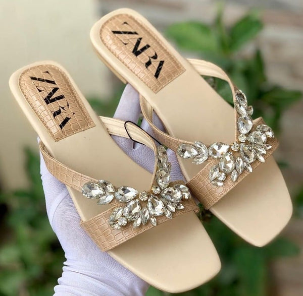 Zara Crystal Fawn Flats Slippers for Girls