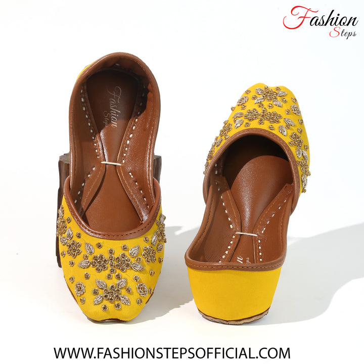 Yellow Ethnic Khussa - FASHION STEP