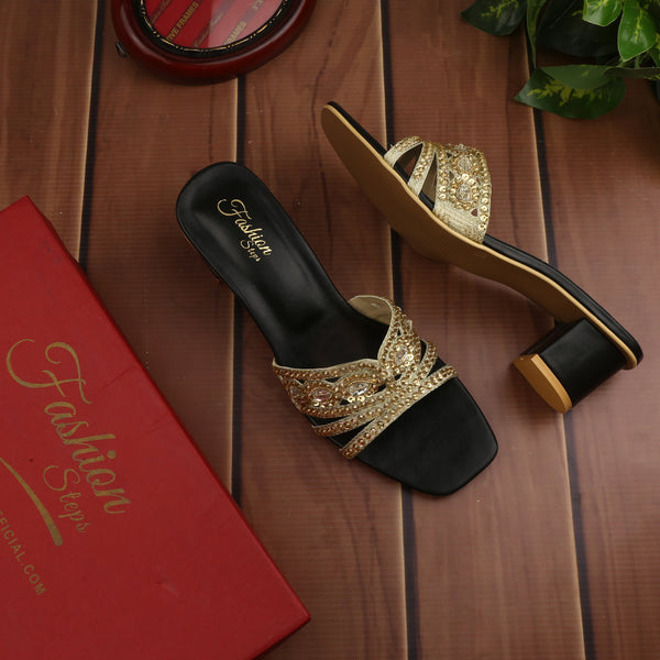 Fashion embroidery heel(black)