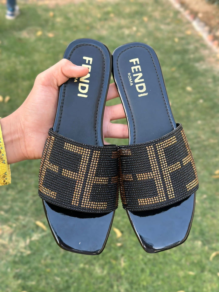 Fendi Black Slippers 