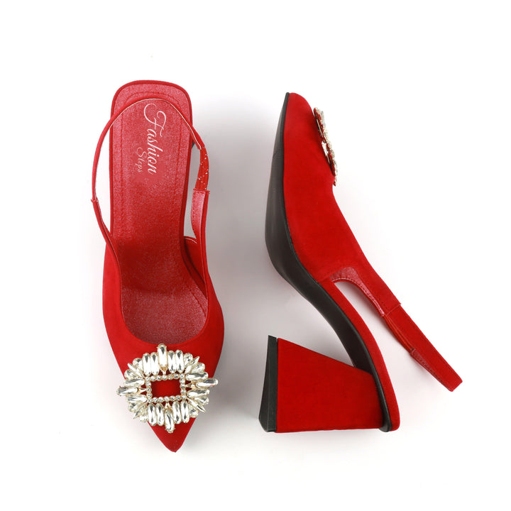 Triangle Zara Heels - (Red) hi - FASHION STEP