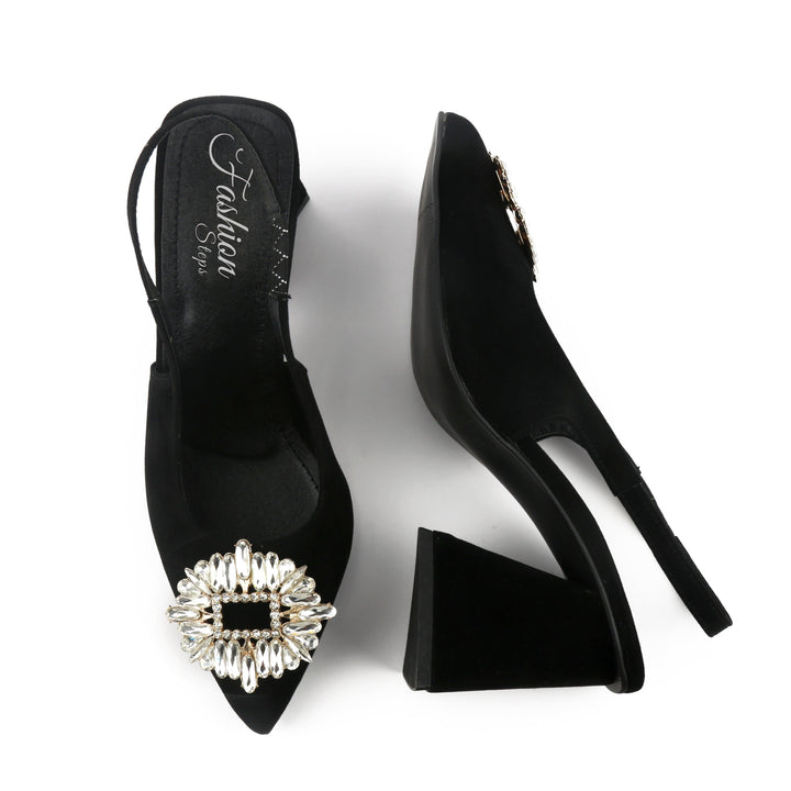 Triangle Zara Heels - (Black) - FASHION STEP