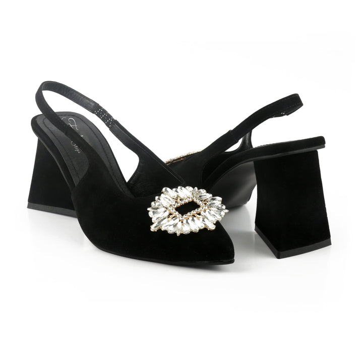 Triangle Zara Heels - (Black) - FASHION STEP