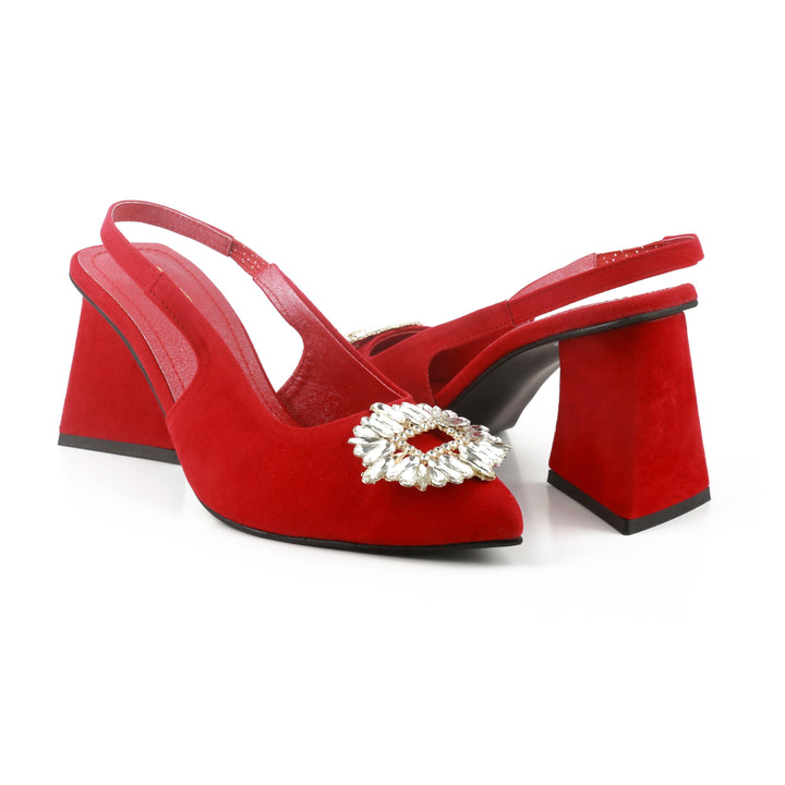 Triangle Zara Heels - (Red) hi - FASHION STEP